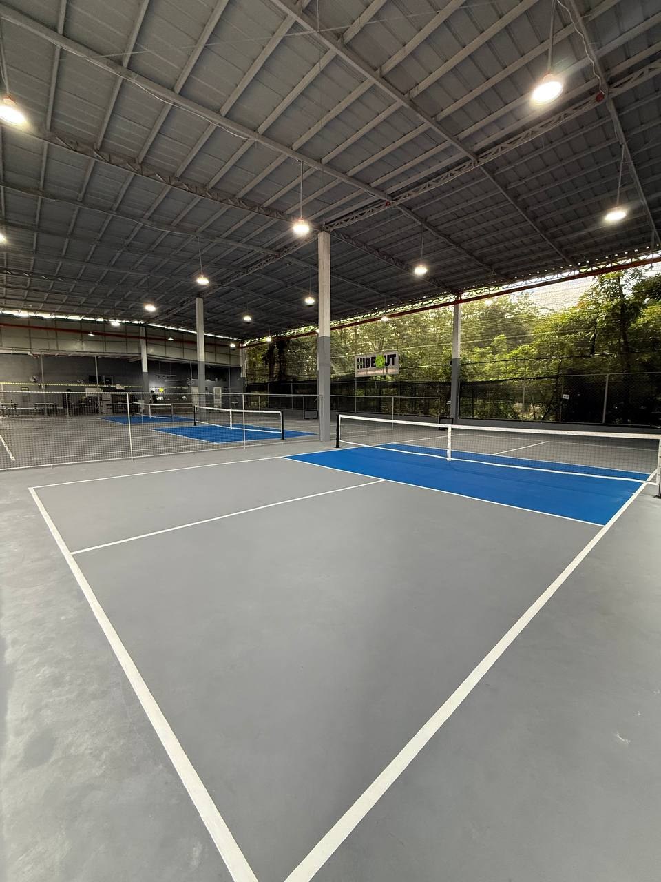 Covered pickleball courts at HIDEOUT in Silang, Cavite